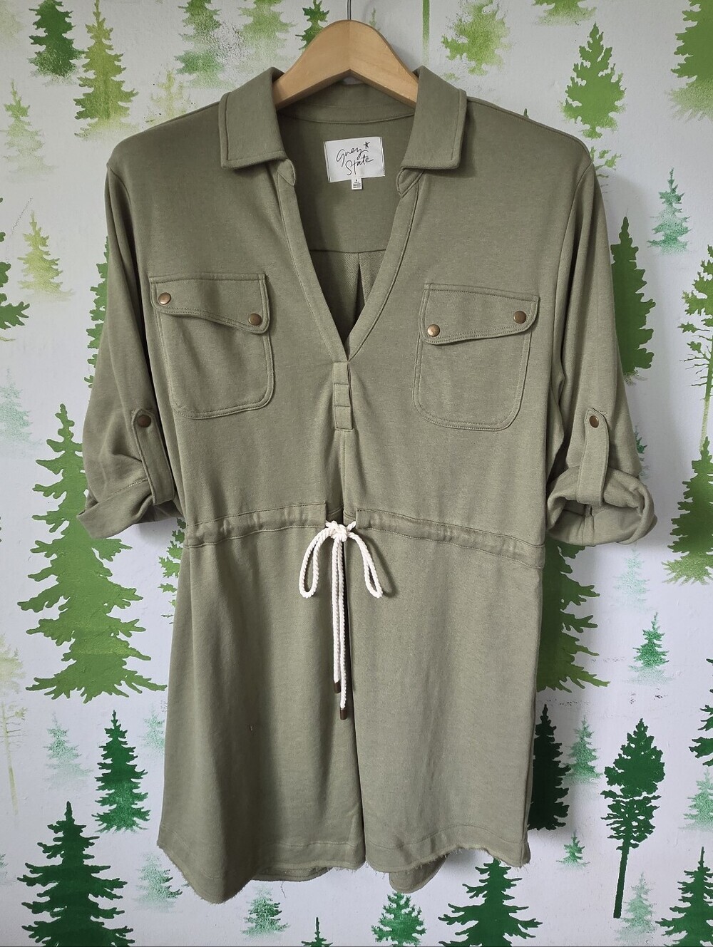 Grey State Olive Knit Green Dress
